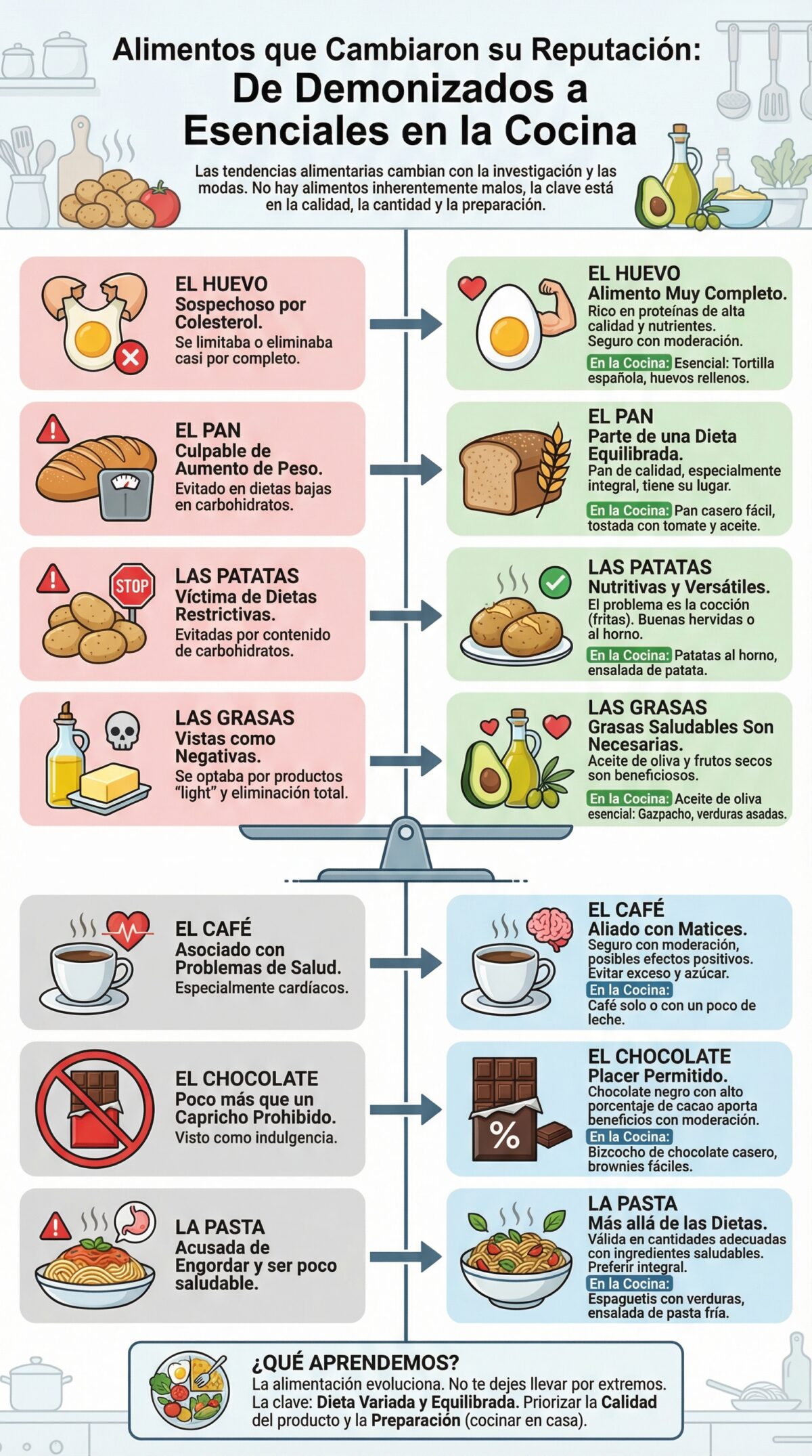 Alimentos que cambiaron de reputación: de demonizados a imprescindibles en la cocina