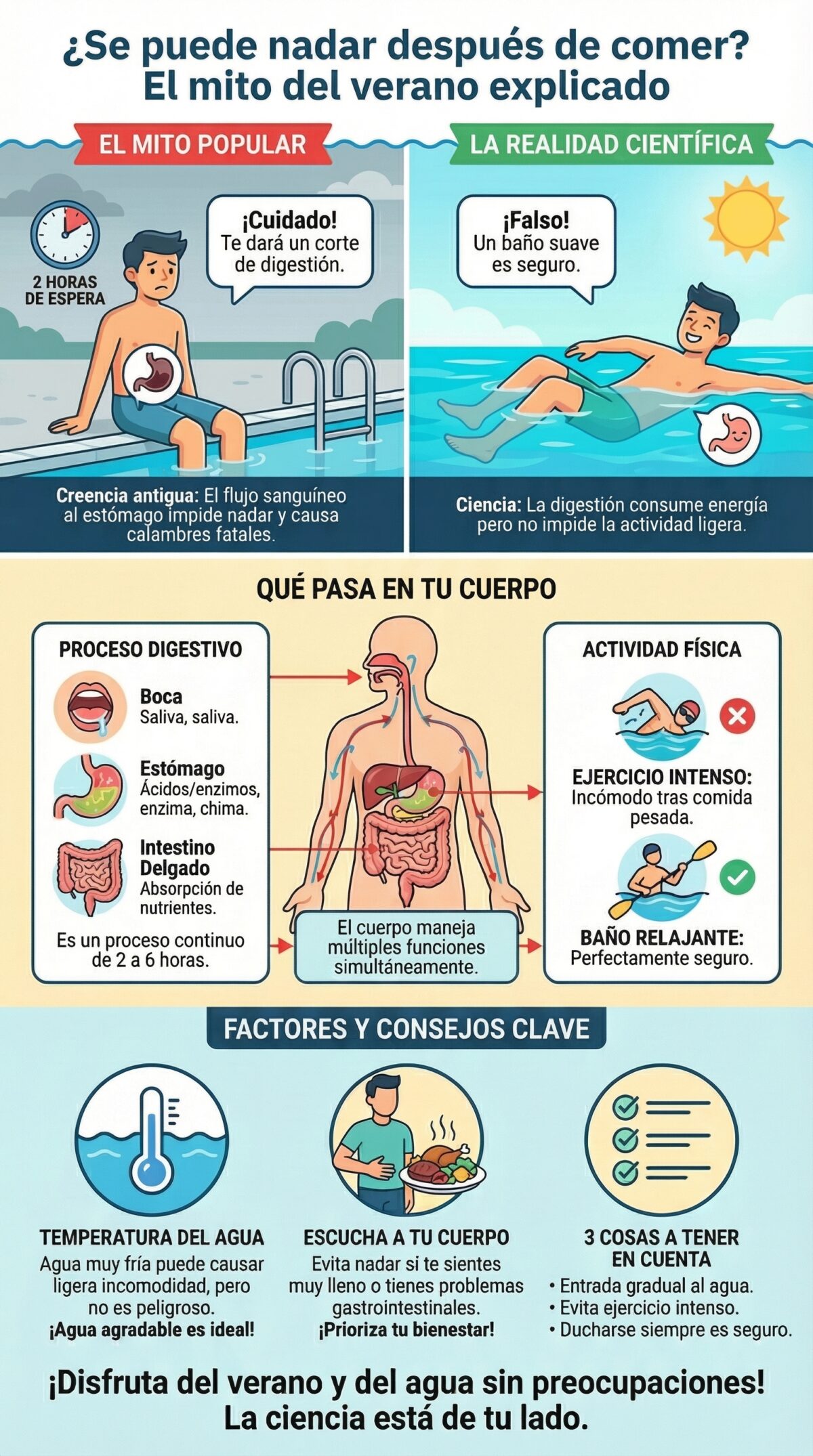 ¿Puedes bañarte después de comer? El mito del verano explicado
