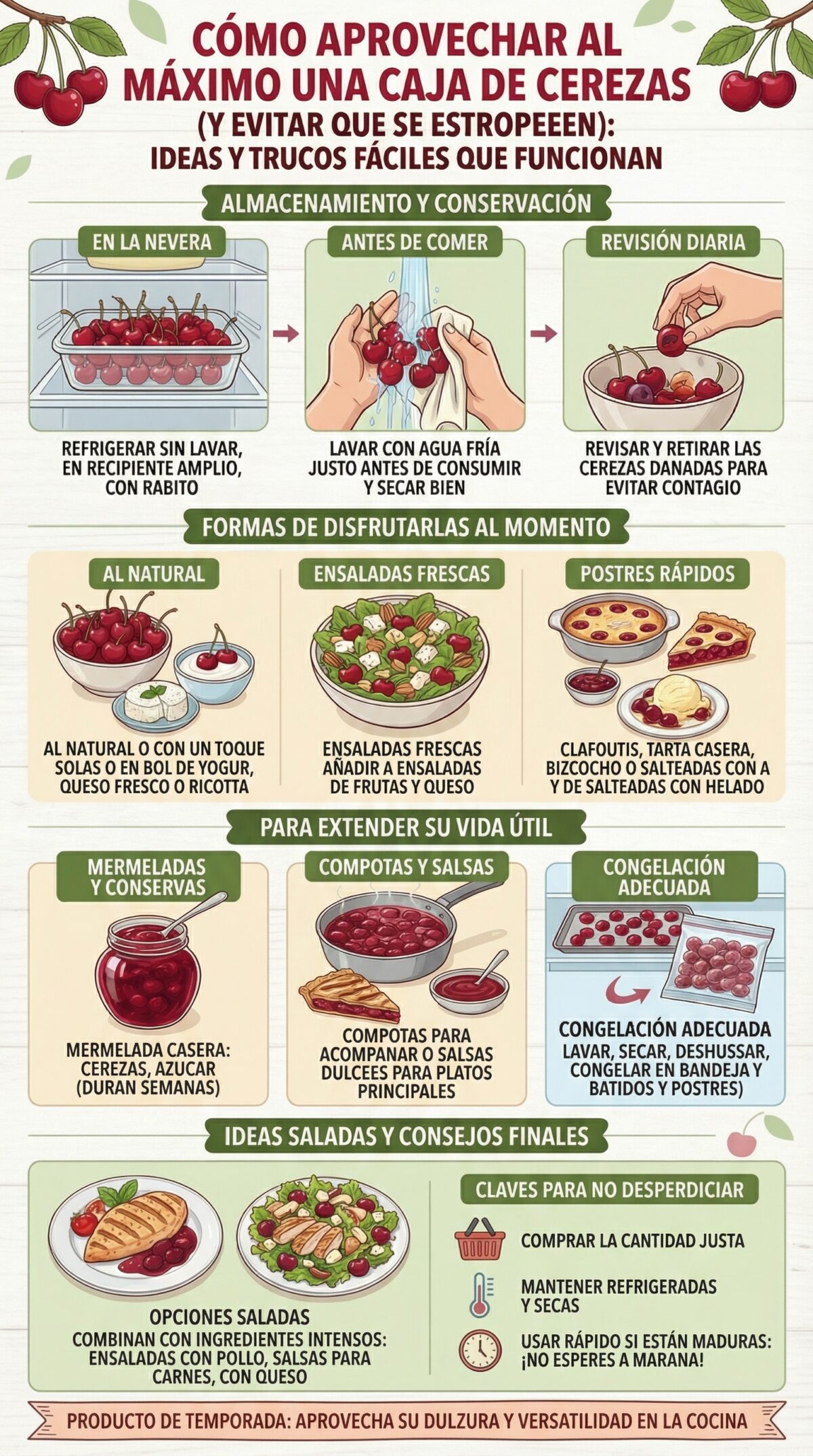 Cómo aprovechar una caja de cerezas (y evitar que se estropeen): ideas fáciles y trucos que funcionan