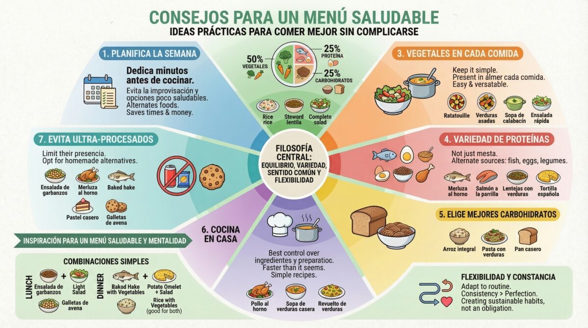 Consejos para preparar un menú saludable. Ideas prácticas para comer mejor sin complicarte