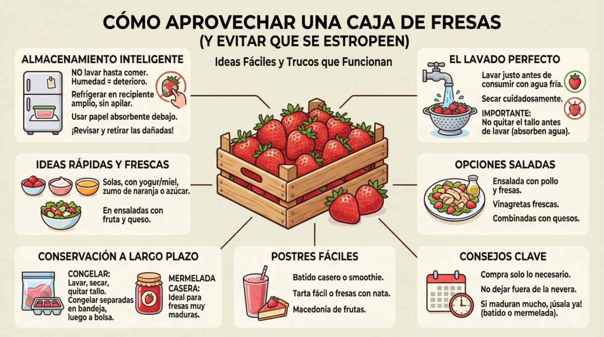 Cómo aprovechar una caja de fresas (y evitar que se estropeen): ideas fáciles y trucos que funcionan