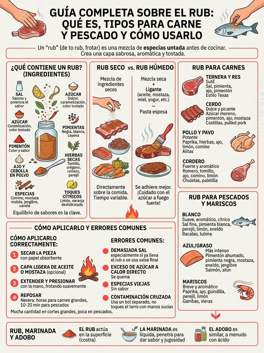 Qué es el rub. Tipos de rub para carnes y pescados