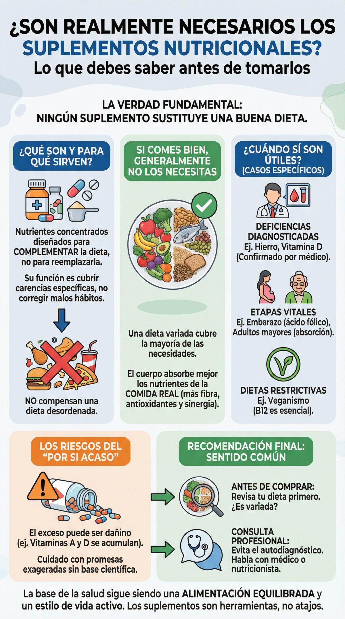 ¿Son realmente necesarios los suplementos nutricionales? Lo que debes saber antes de tomarlos