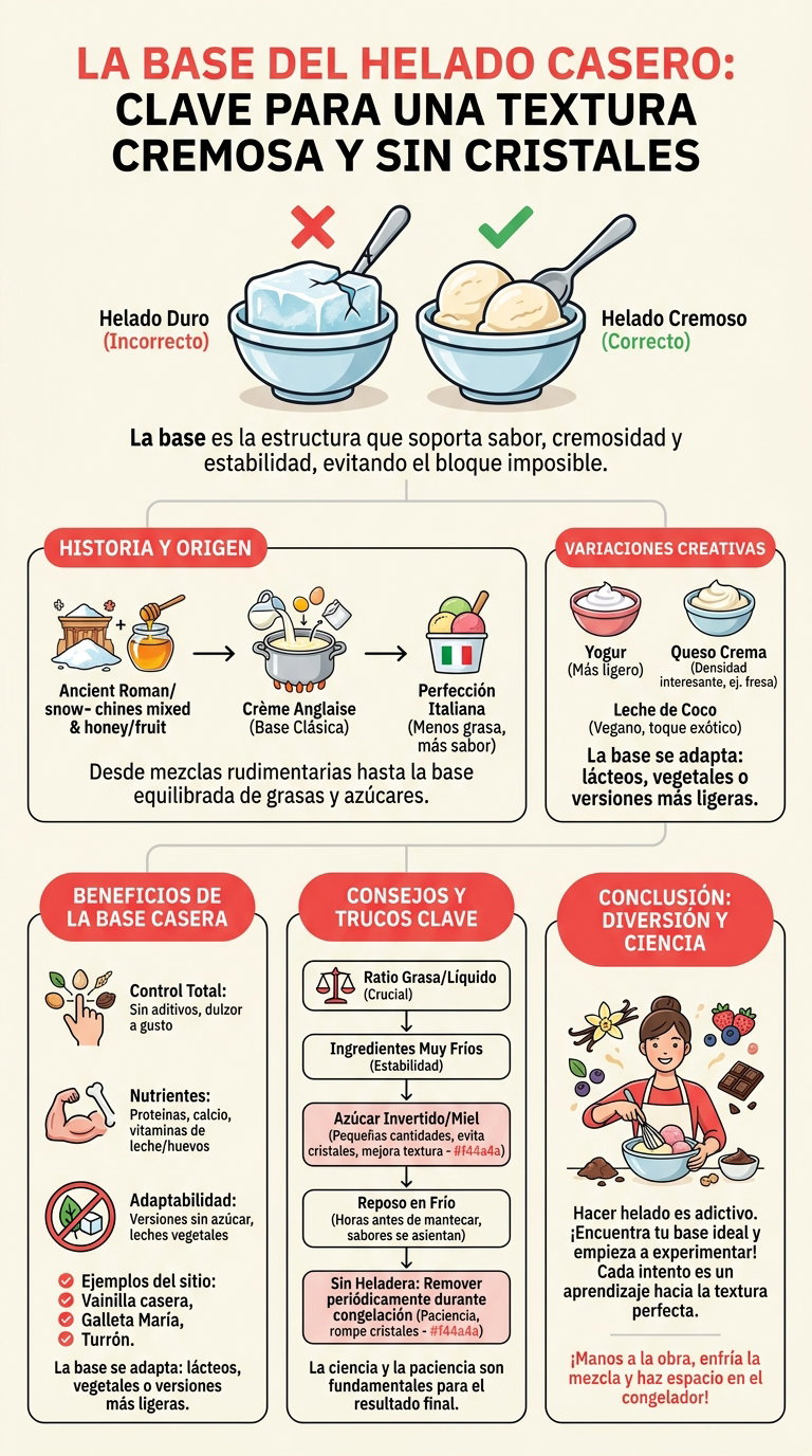 Base para hacer helados caseros: la clave para un resultado cremoso y sin cristales