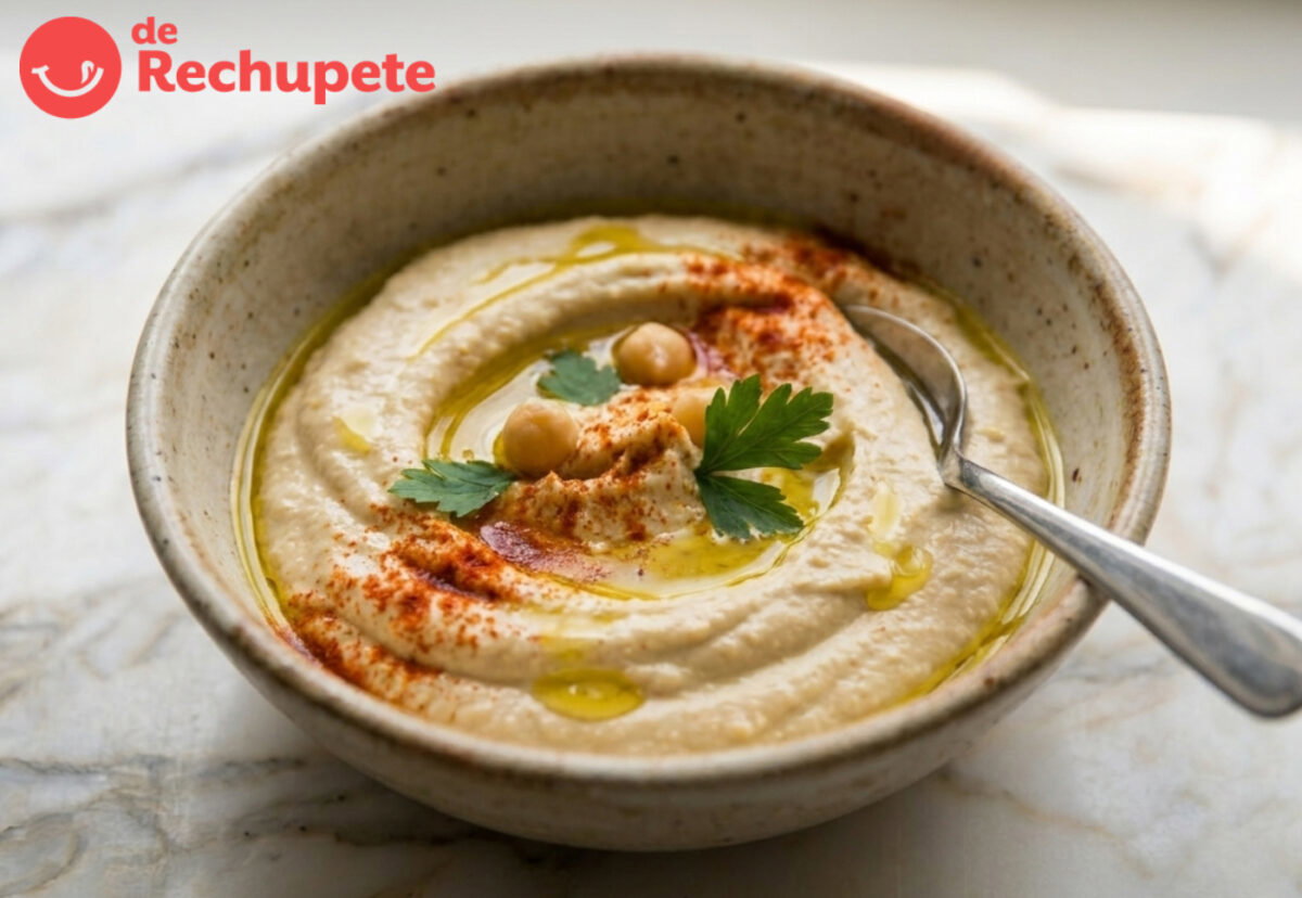 Hummus de ajo casero, receta fácil y cremosa con un toque potente