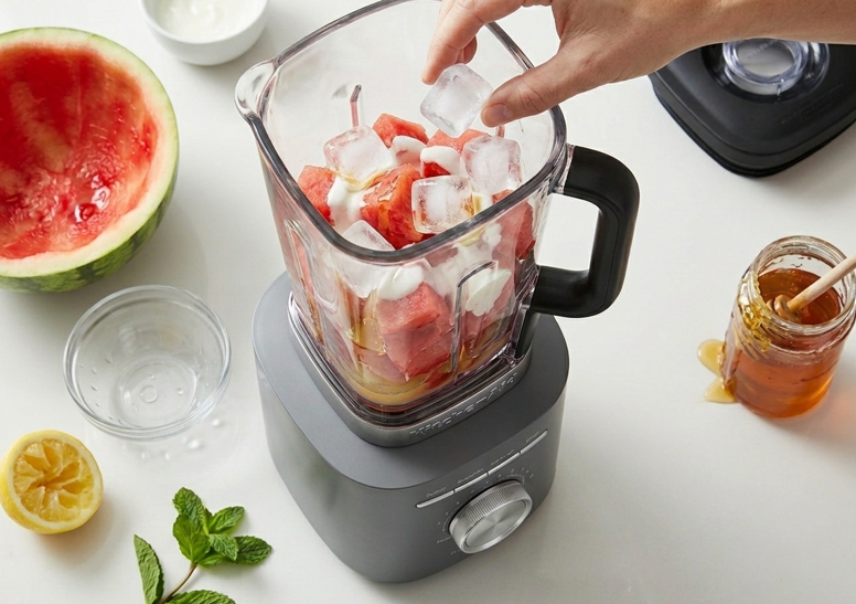 Smoothie de sandía casero. Bebida refrescante, ligera y perfecta para el verano