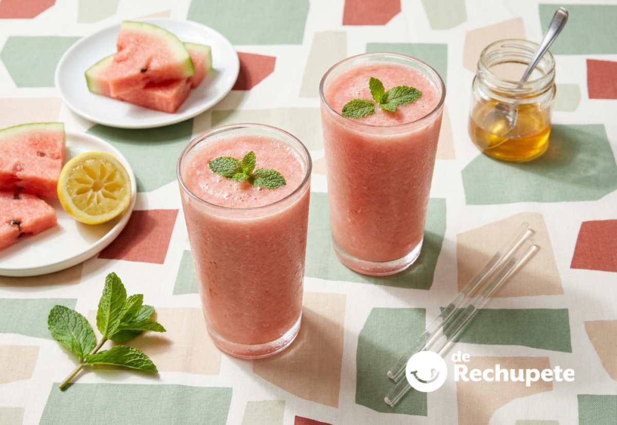 Smoothie de sandía casero. Bebida refrescante, ligera y perfecta para el verano