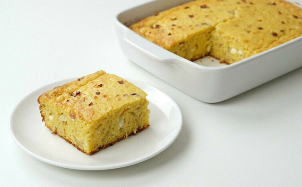 Sopa paraguaya, doradita por fuera y jugosa por dentro