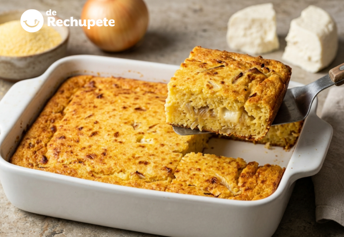 Sopa paraguaya, doradita por fuera y jugosa por dentro