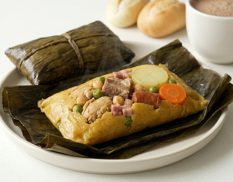 Tamal santafereño o bogotano, desayuno con peso y con mucha cocina dentro