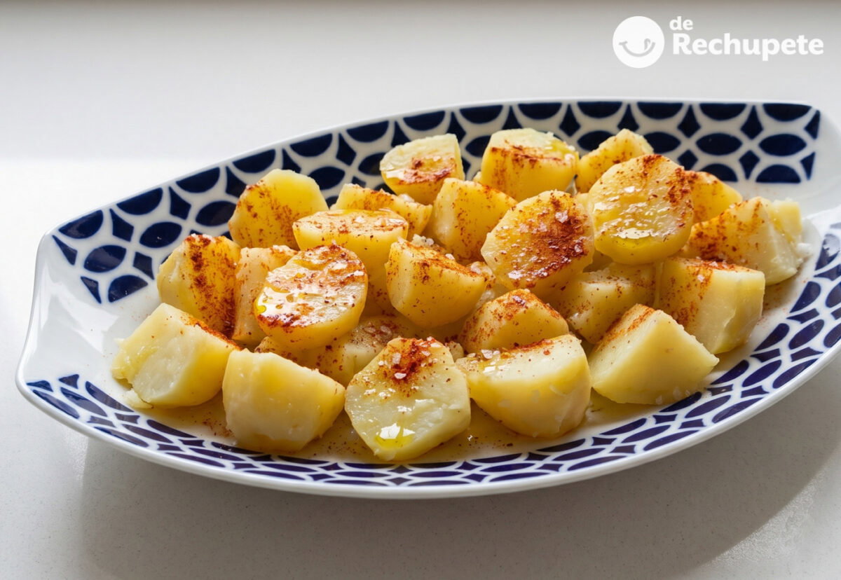 Cachelos gallegos. Receta sencilla de patatas cocidas con aceite y pimentón