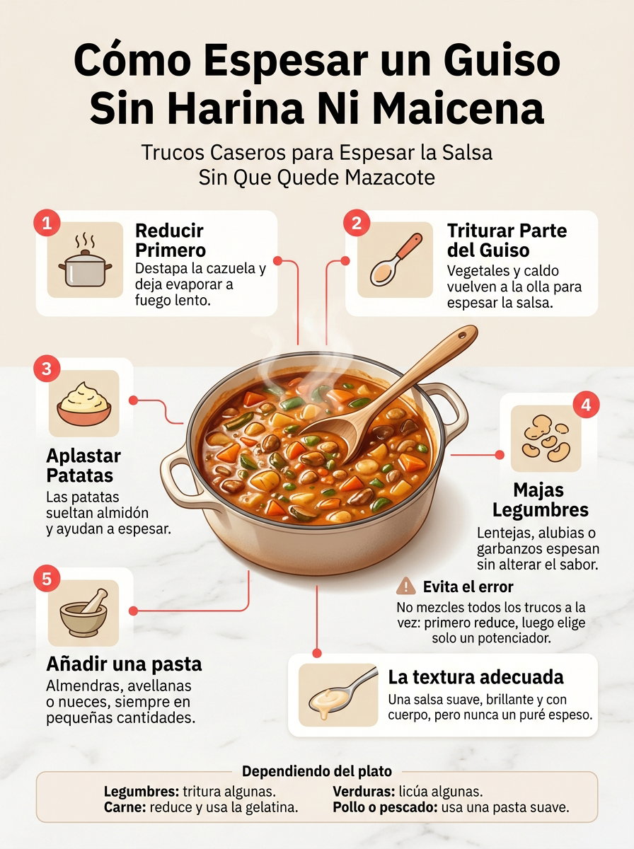 Cómo espesar un guiso sin harina ni maicena