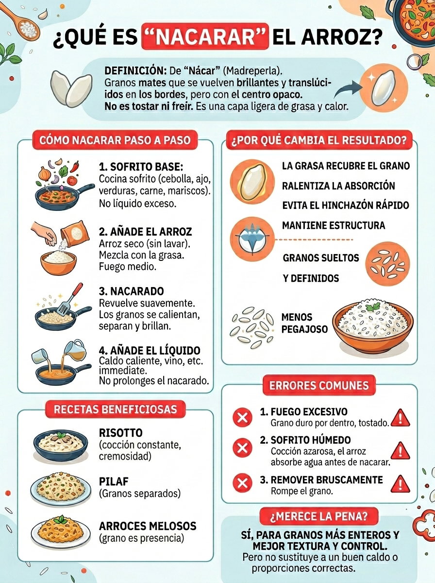 Qué es nacarar el arroz y por qué cambia tanto el resultado