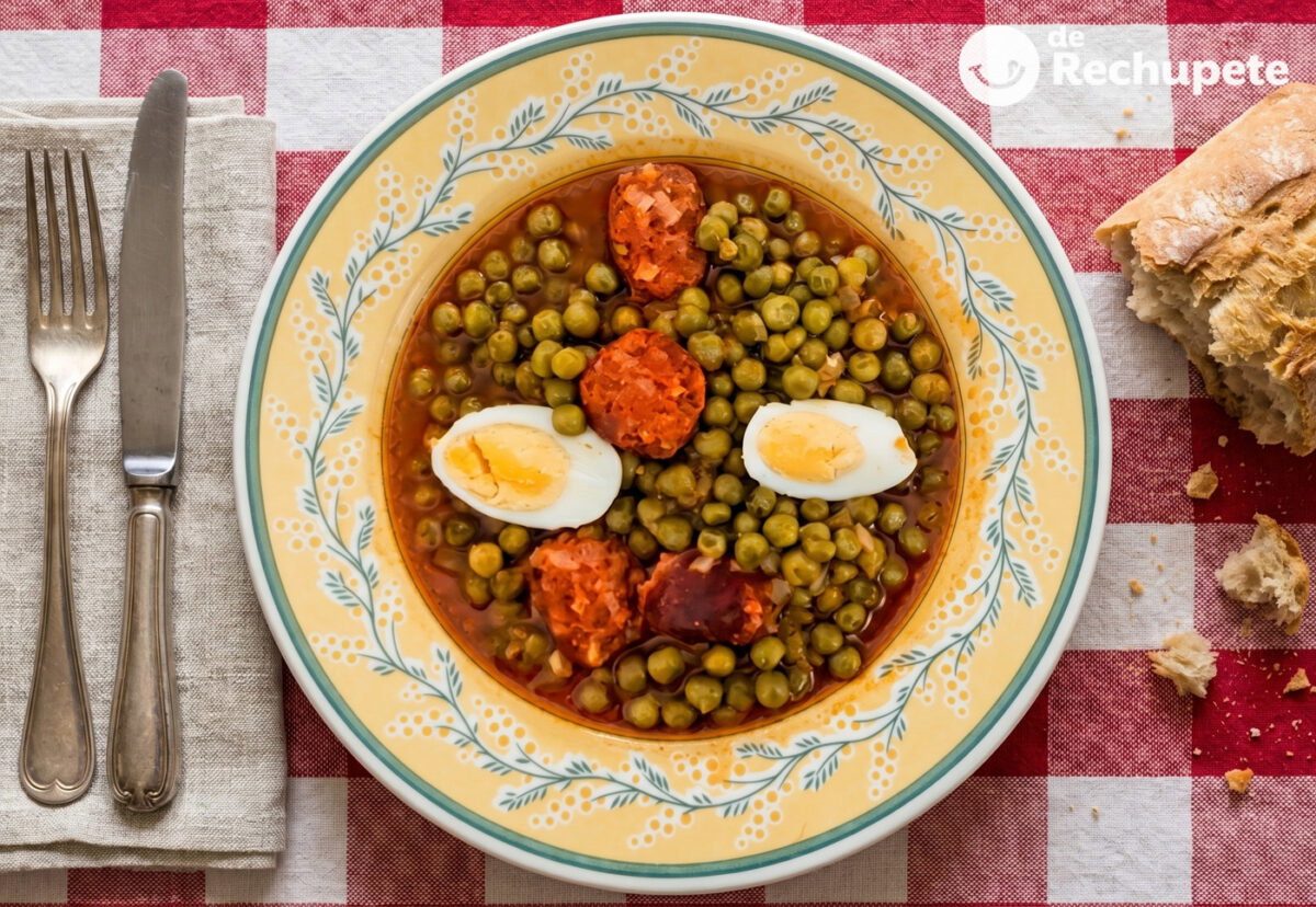 Potaje de guisantes con chorizo. Receta de un guiso fácil y sabroso