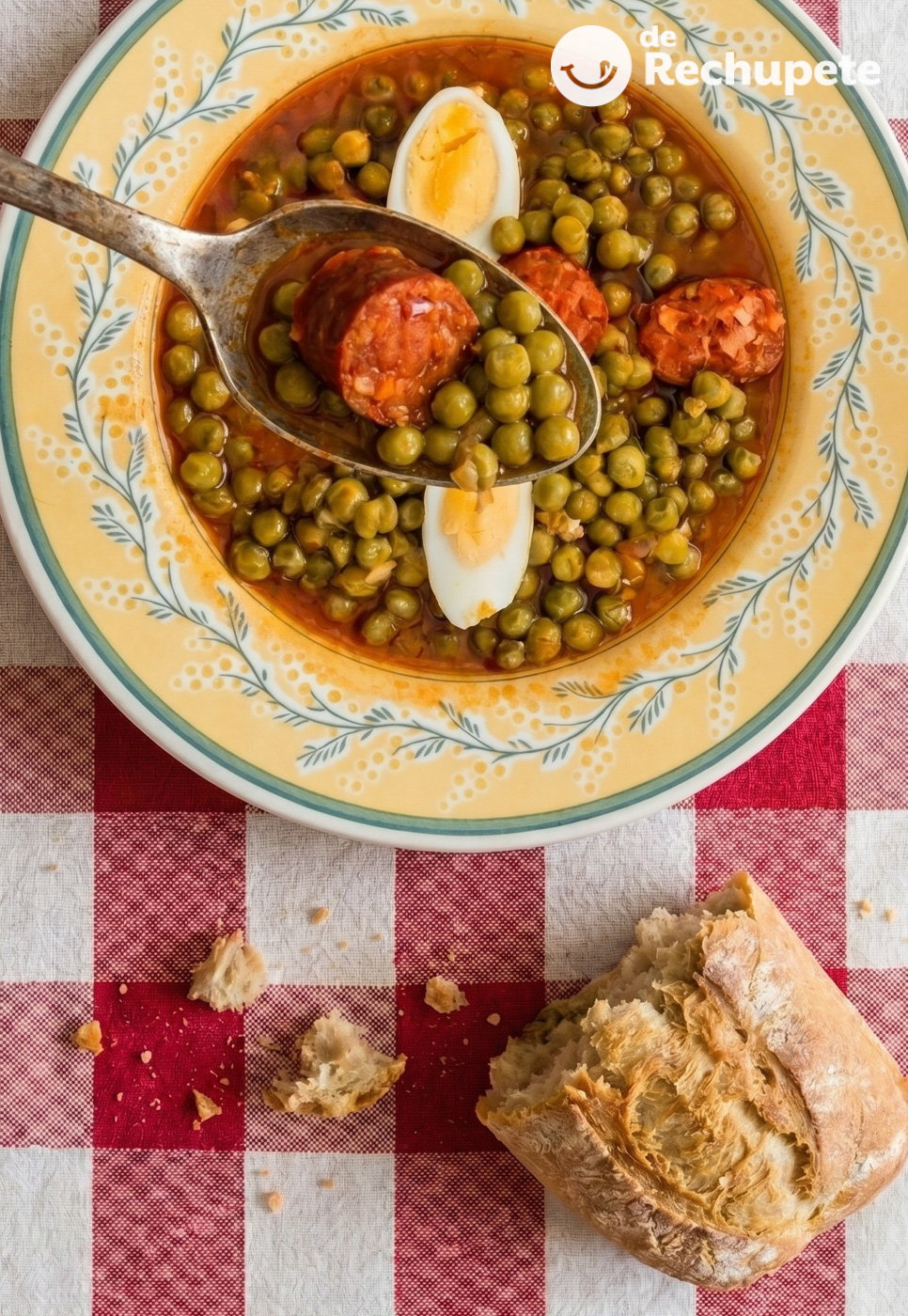 Potaje de guisantes con chorizo. Receta de un guiso fácil y sabroso