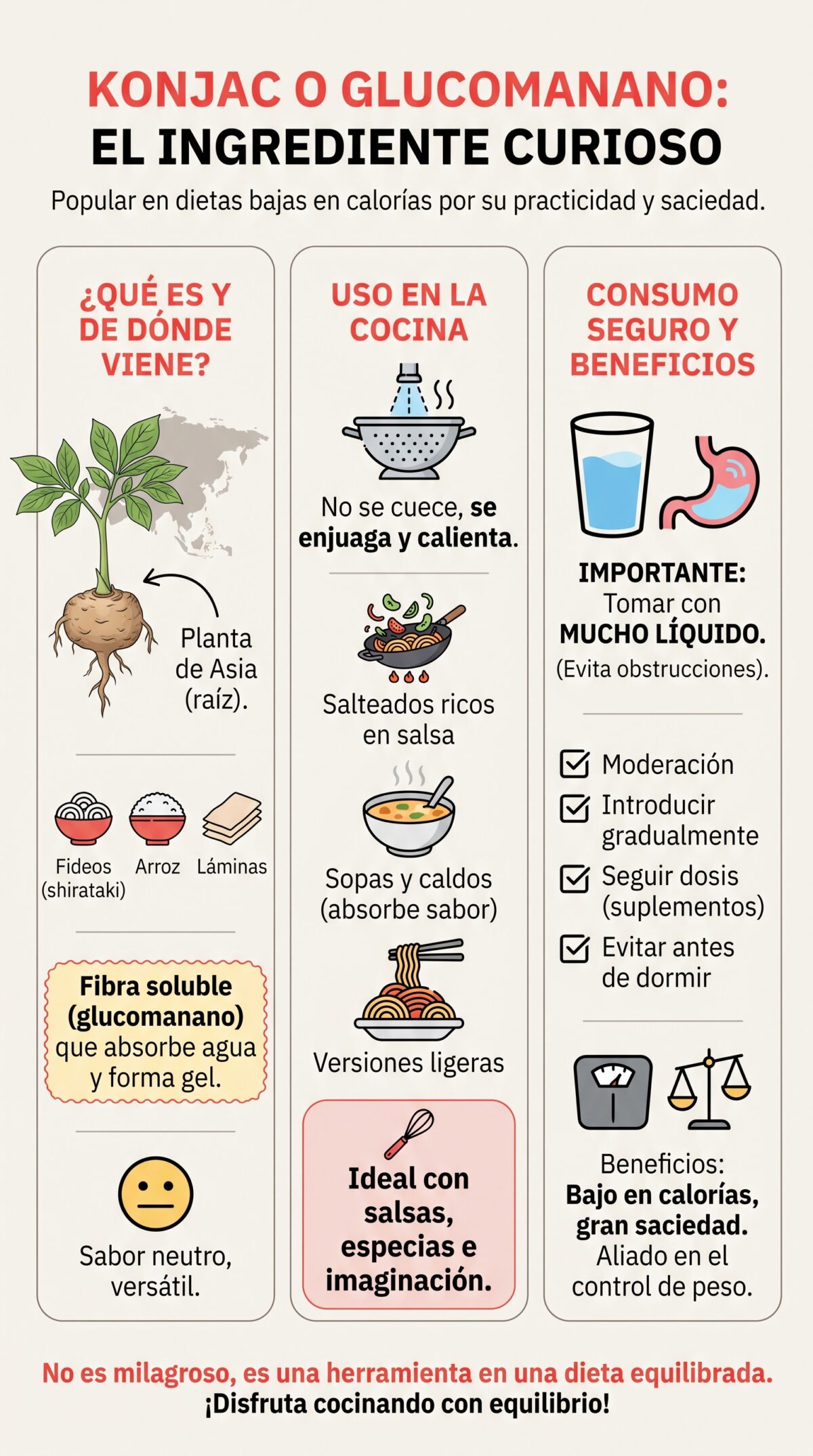 Konjac o glucomanano. Qué es, cómo usarlo en la cocina y cómo tomarlo de forma segura