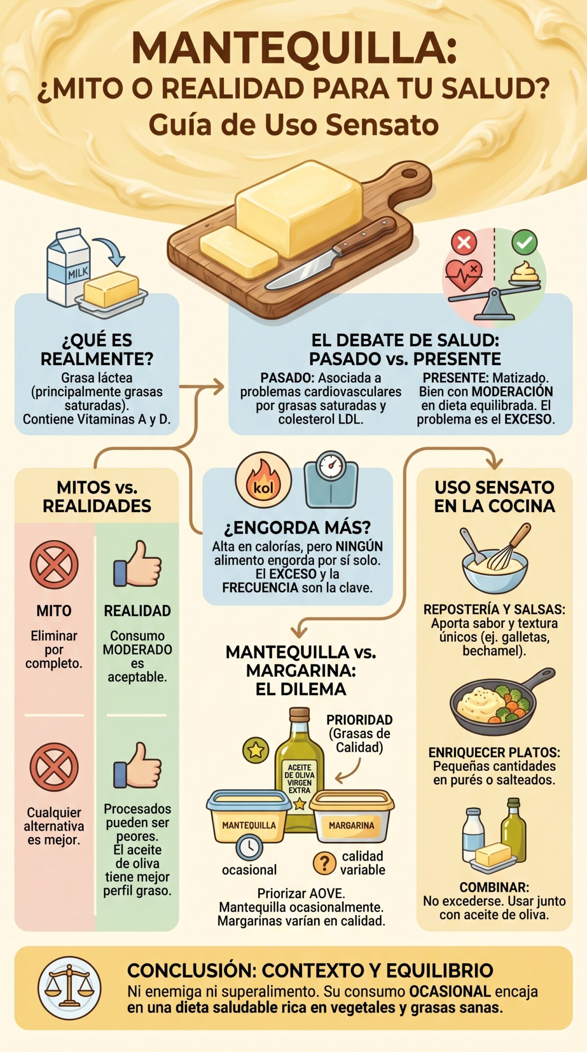 Mantequilla. ¿Es mala para la salud?, qué es mito y cómo usarla con sentido común