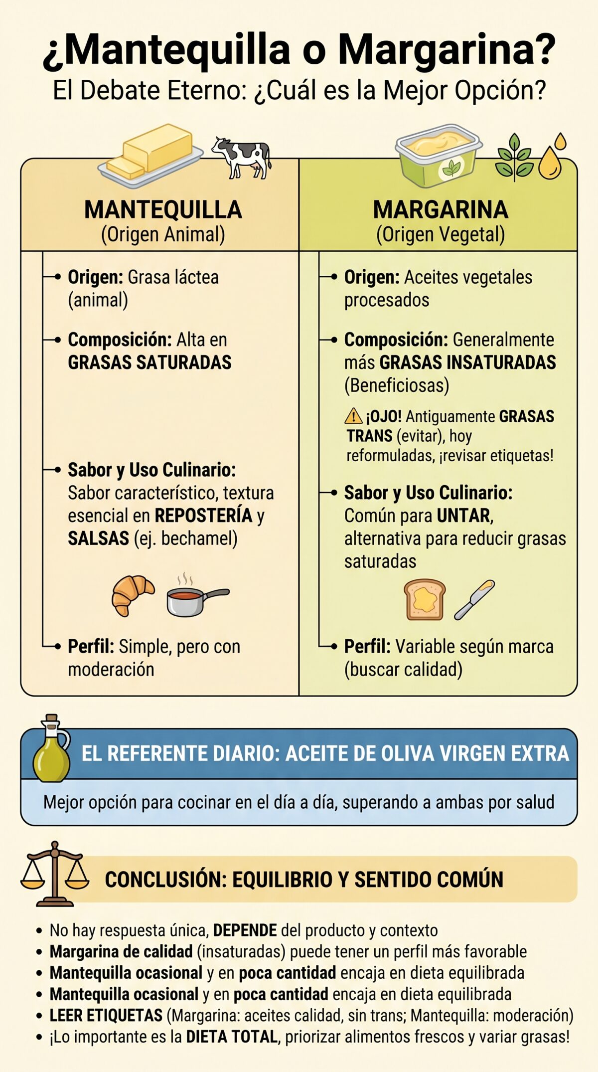 Mantequilla vs margarina. ¿Cuál es la mejor opción?