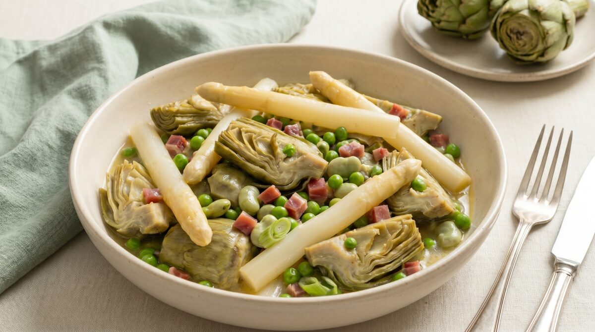 Menestra de verduras a la navarra, una receta de primavera con mucha huerta