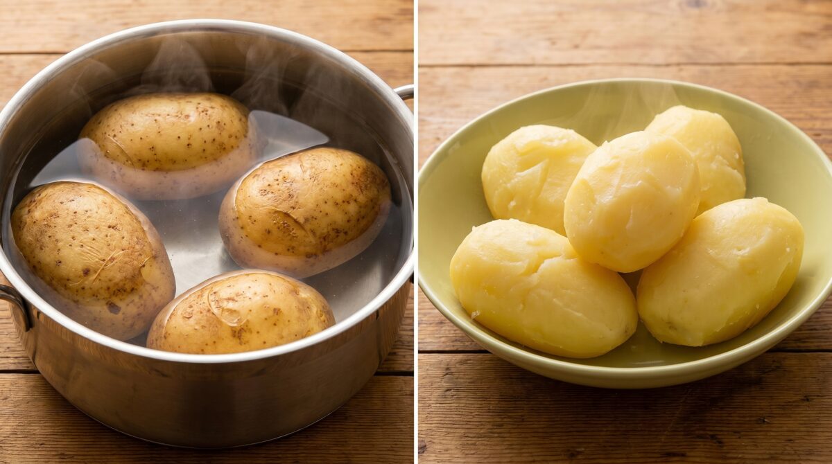 Cachelos gallegos. Receta sencilla de patatas cocidas con aceite y pimentón