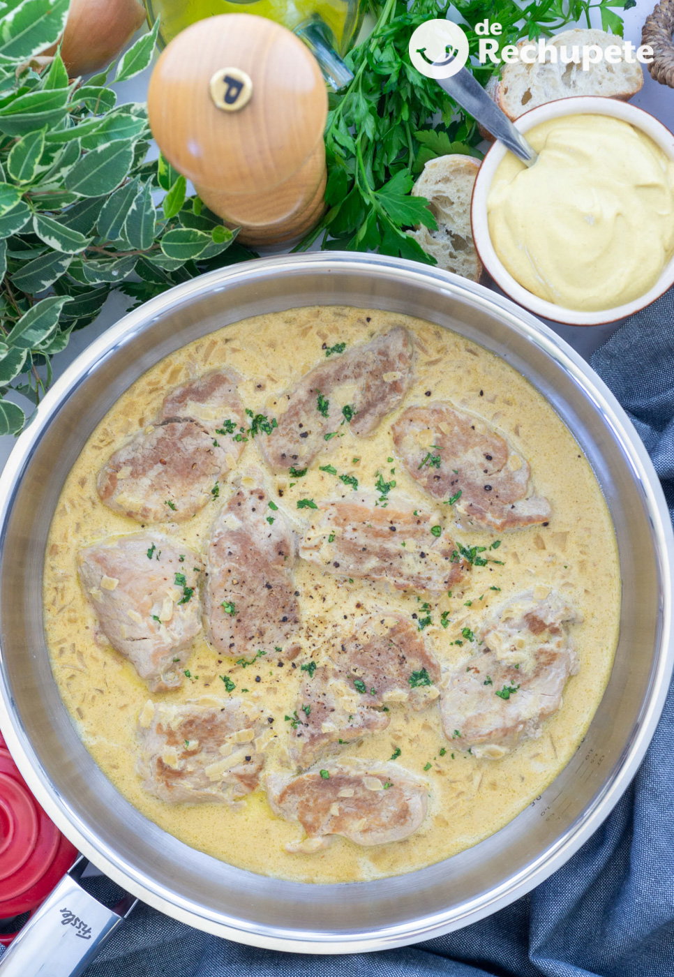 Solomillo de cerdo a la mostaza. Receta fácil para 2 personas