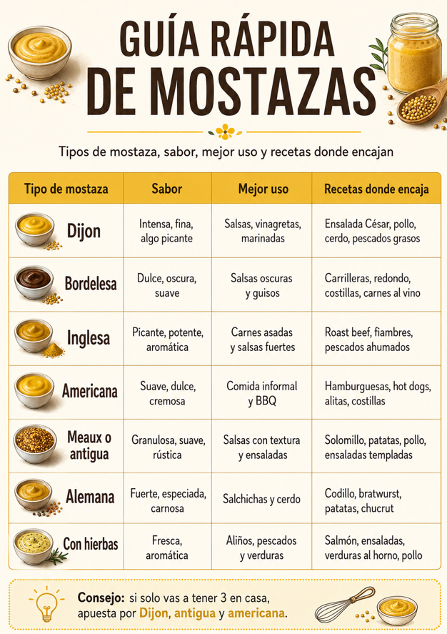 Qué tipos de mostaza emplear en tu cocina y con qué recetas queda mejor