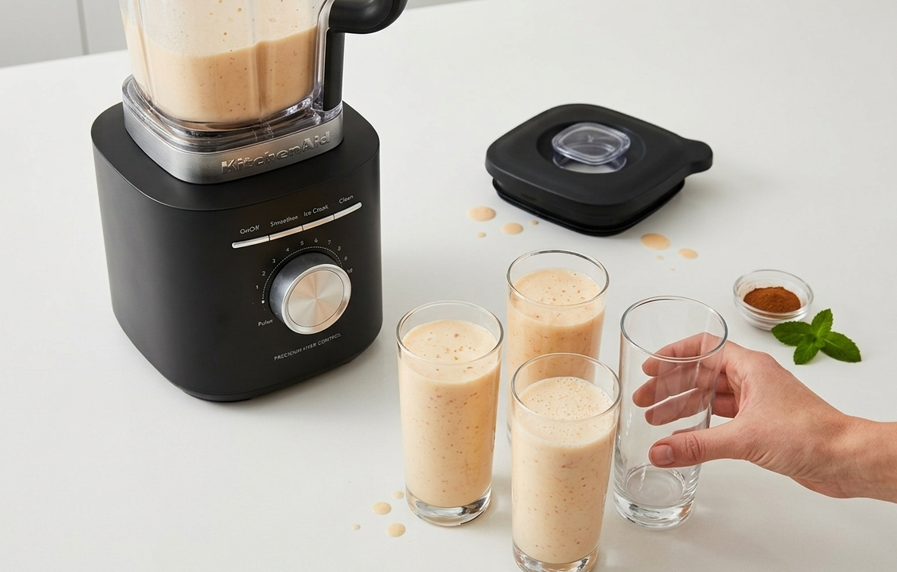 Batido de melocotón casero. Receta fácil, cremosa y refrescante