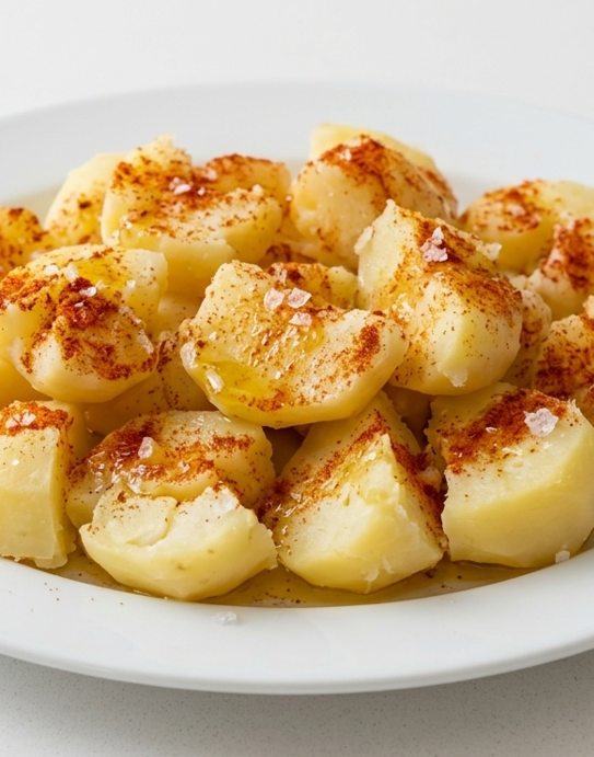 Cachelos gallegos. Receta sencilla de patatas cocidas con aceite y pimentón