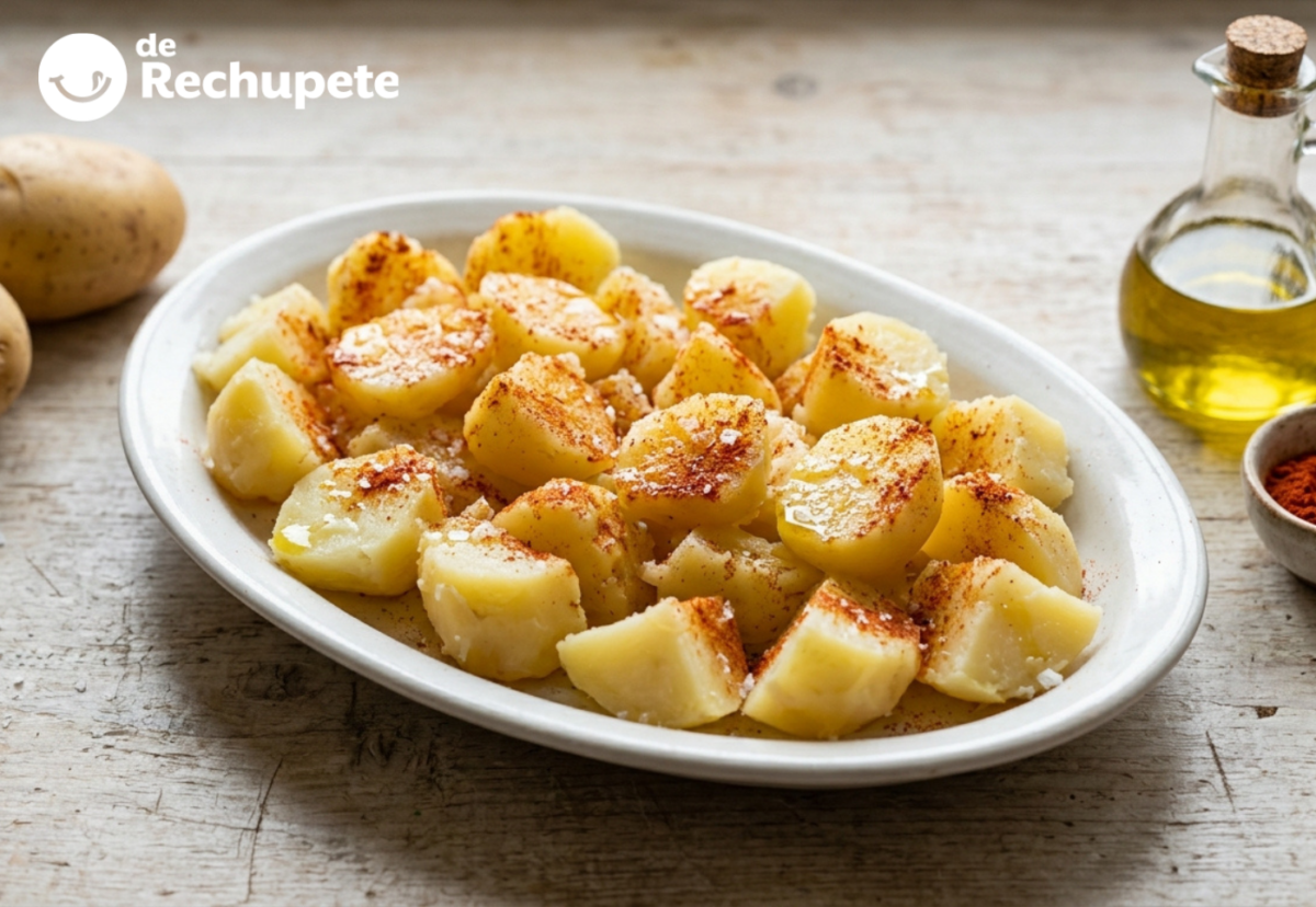 Cachelos gallegos. Receta sencilla de patatas cocidas con aceite y pimentón