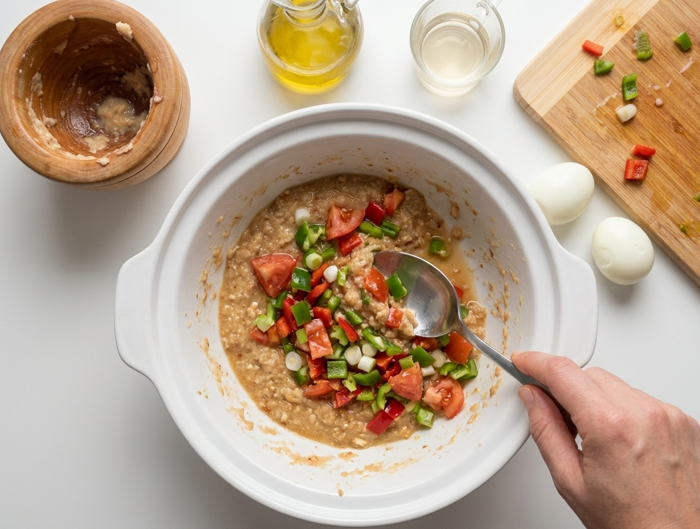 Cojondongo del gañán, la receta extremeña de pan, ajo y huerta