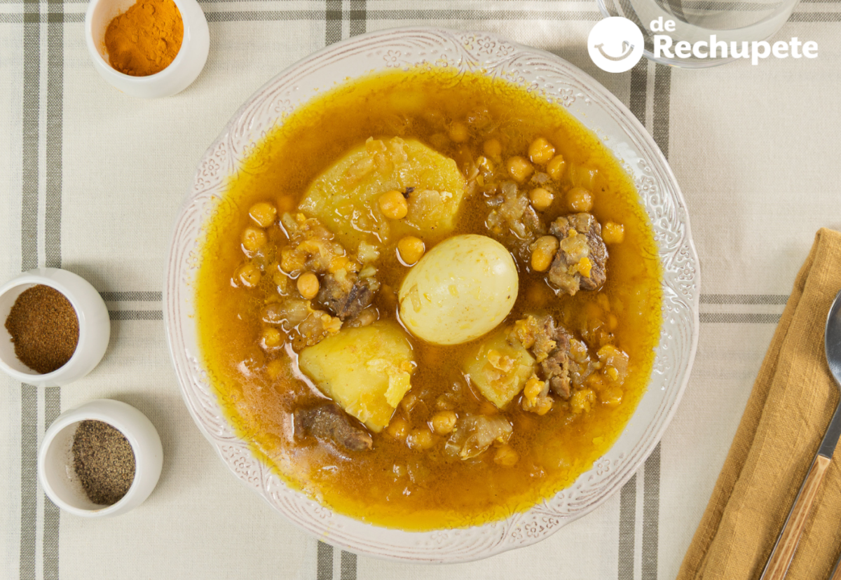 Dafina o adafina sefardí tradicional. Receta de hamin judío cocinado a fuego lento