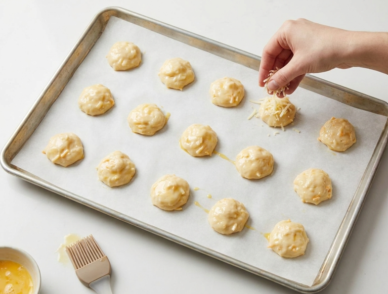 Gougères de queso. Bocaditos franceses de pasta choux para el aperitivo