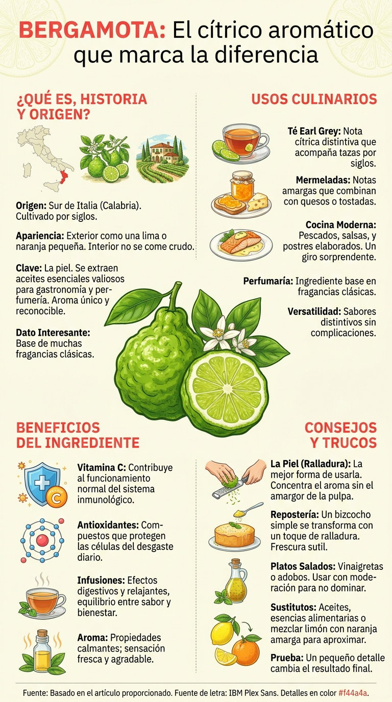 Bergamota. Qué es, usos en cocina y por qué este cítrico aromático marca la diferencia