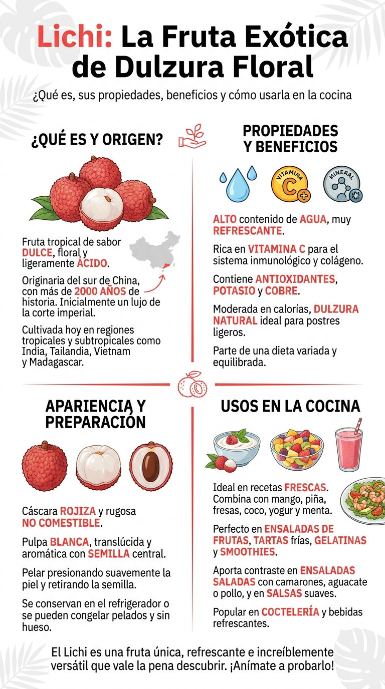 Lichi. Qué es, propiedades, beneficios y cómo usar esta fruta exótica en la cocina