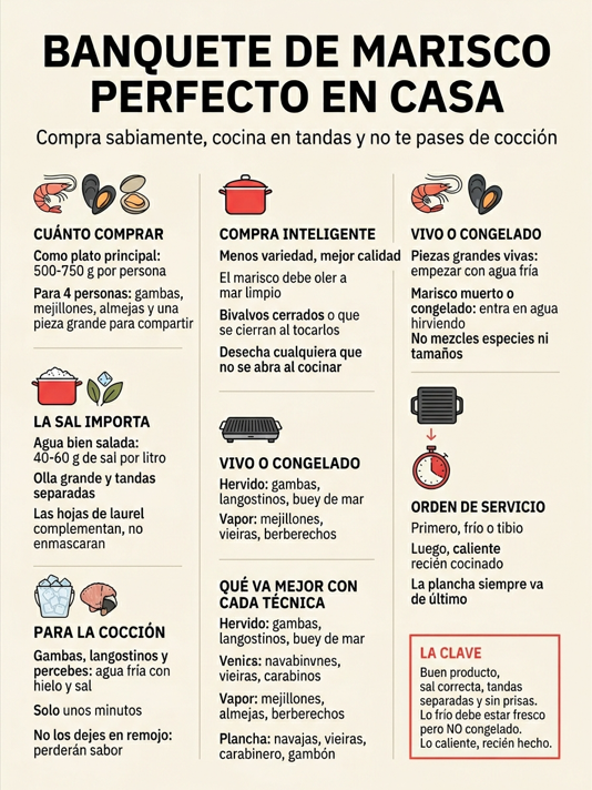 Cómo hacer una mariscada perfecta en casa sin pasarte con la cocción