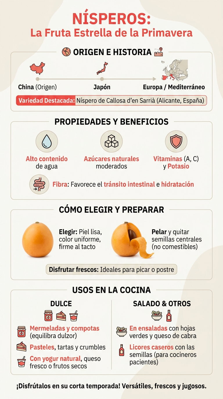 Nísperos. Propiedades, beneficios y cómo aprovechar esta fruta de primavera en la cocina