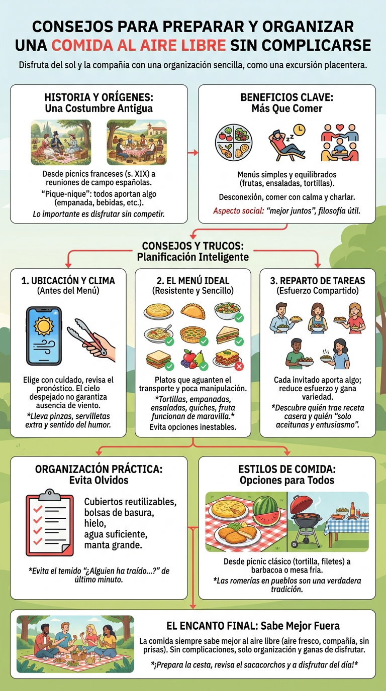 Consejos para preparar y organizar una comida al aire libre sin complicarte la vida