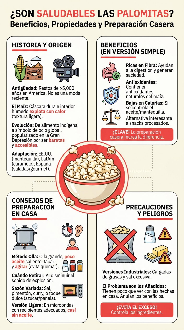 ¿Es sano comer palomitas de maíz? Beneficios, propiedades y cómo prepararlas bien en casa