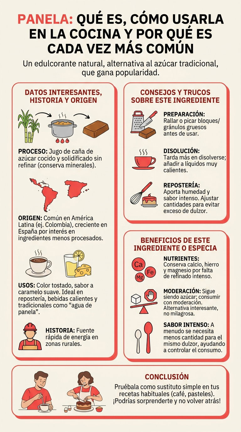 Panela. Qué es, cómo usarla en cocina y por qué está cada vez más presente en nuestras recetas