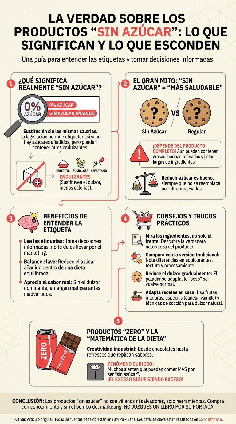 La verdad sobre los productos “sin azúcares”: qué significan realmente y qué esconden