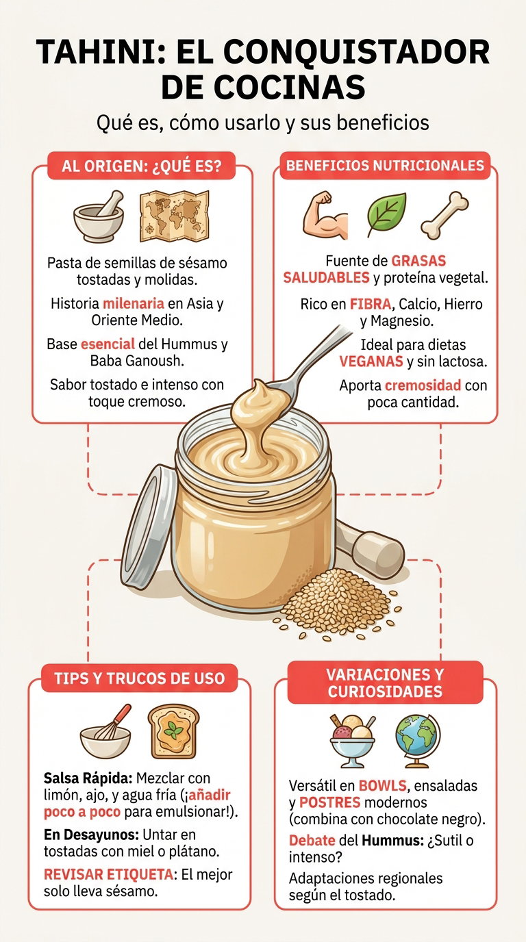 Tahini. Qué es, cómo usarlo y por qué esta pasta de sésamo conquista cada vez más cocinas