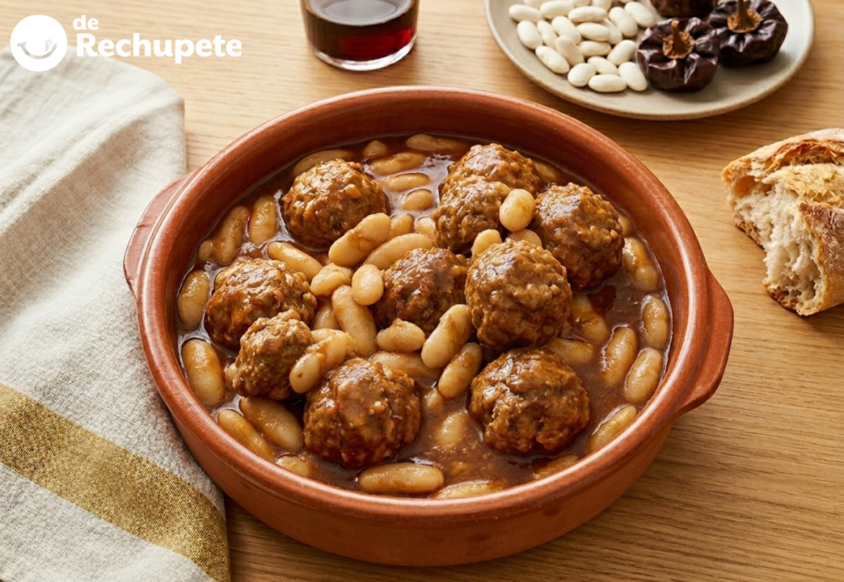 Judías de la granja con albóndigas de rabo de toro