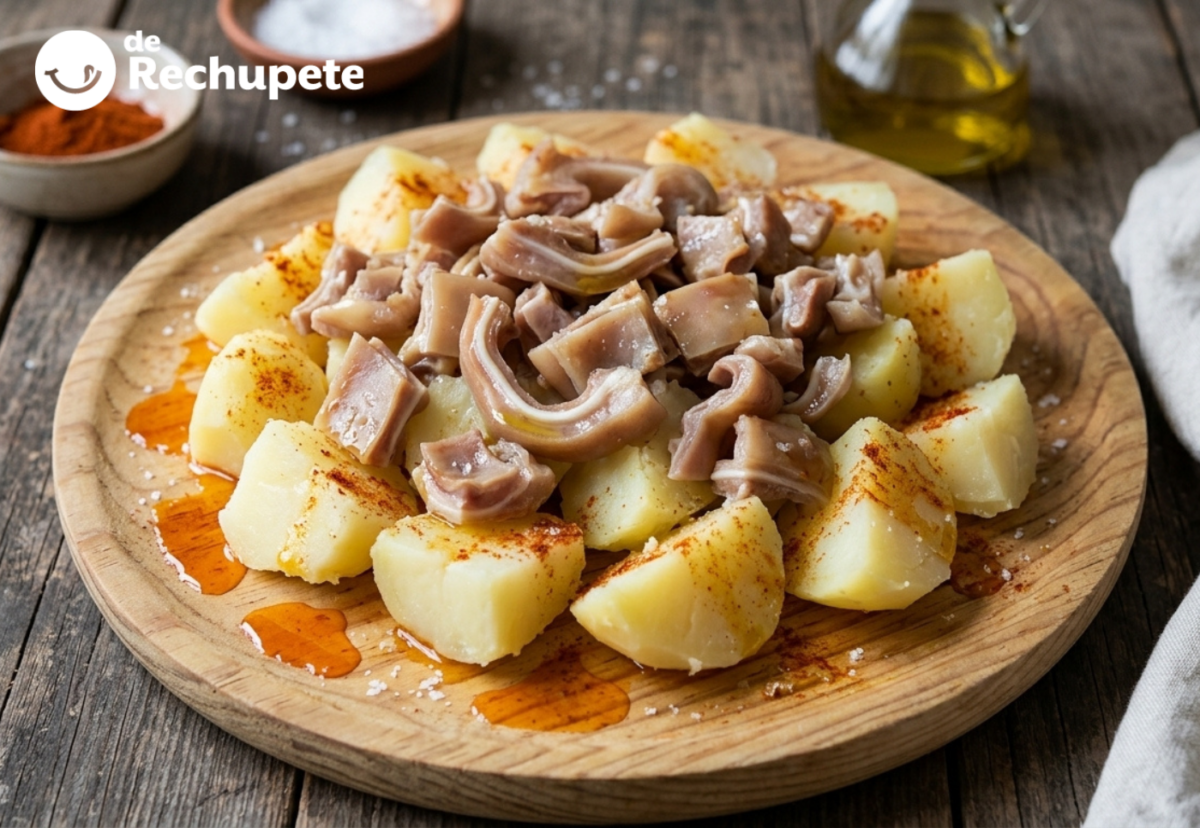 Oreja a la gallega con cachelos. Receta sencilla al estilo á feira