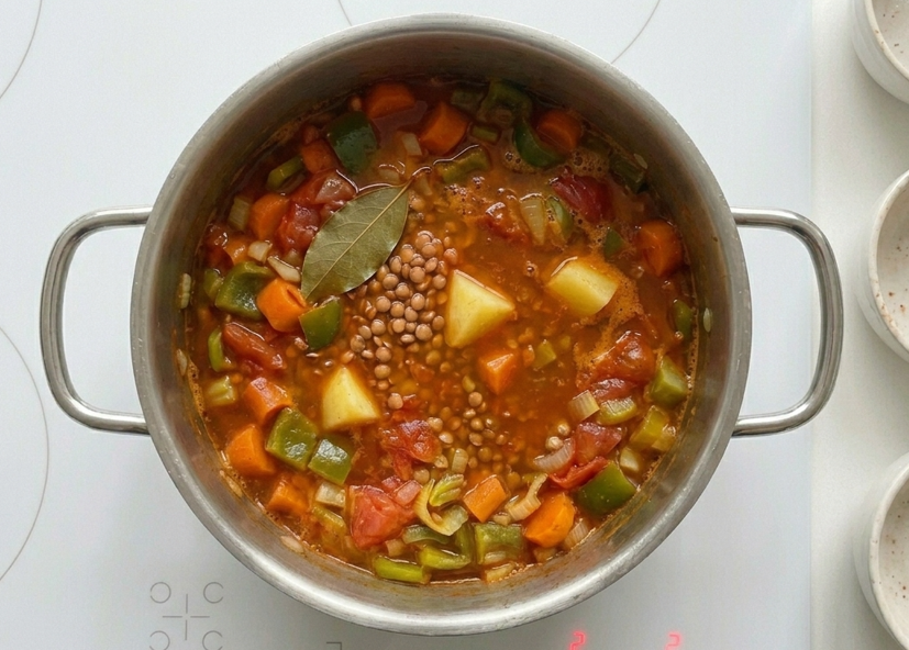 Puré de lentejas casero, cremoso y lleno de sabor