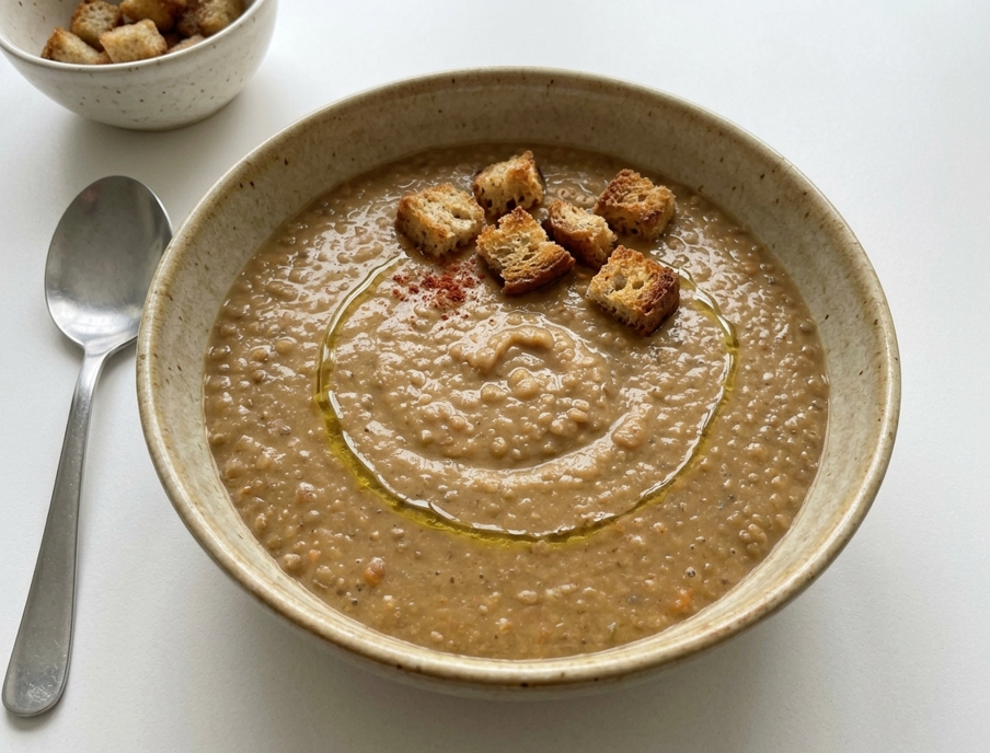 Puré de lentejas casero, cremoso y lleno de sabor