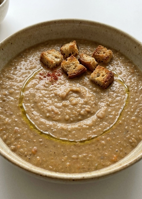Puré de lentejas casero, cremoso y lleno de sabor