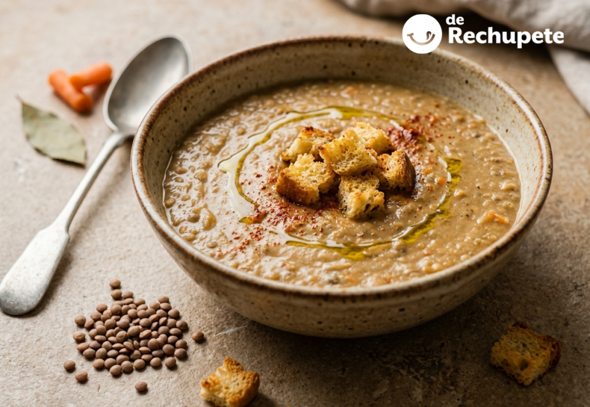Puré de lentejas casero, cremoso y lleno de sabor