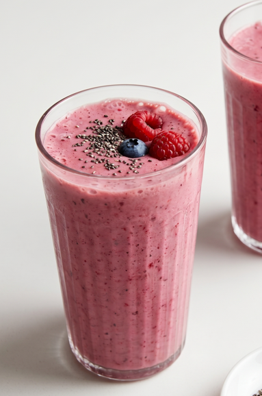Smoothie de coco y frutos rojos. Refrescante, cremoso y listo en 5 minutos