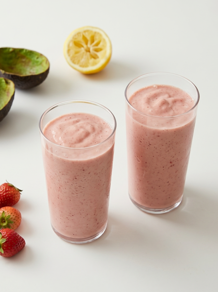 Smoothie de fresa, aguacate y queso. Cremoso, fresco y con un punto sorprendente que engancha desde el primer sorbo