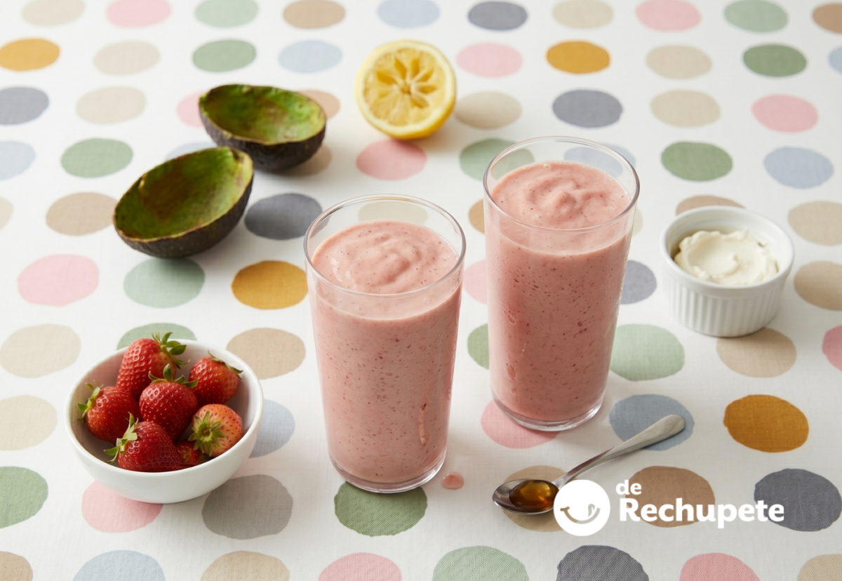 Smoothie de fresa, aguacate y queso. Cremoso, fresco y con un punto sorprendente que engancha desde el primer sorbo